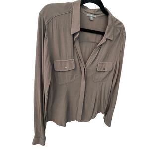 James Perse Silk Button Down Blouse. Color Greige. Womens 
EU Sz 4 / US Sz XL.